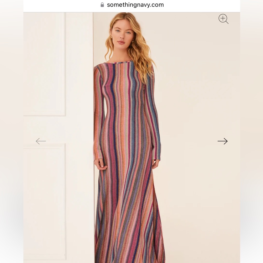 Something Navy Lurex Striped Reversible Dress